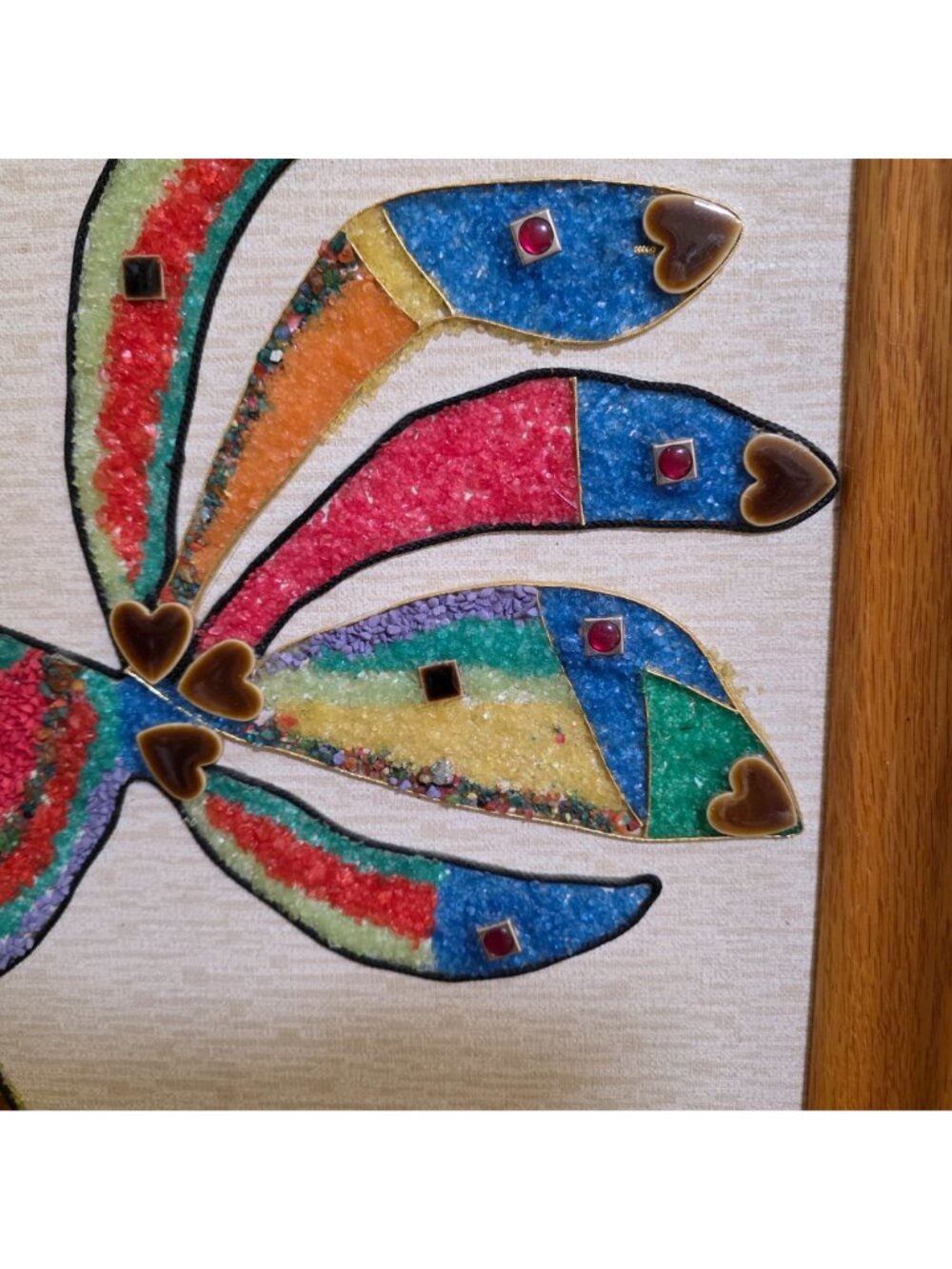 MCM Pebble Gravel & Tile Wall Art Rooster Heart and Square Shaped Tile Large - Picture 7 of 13
